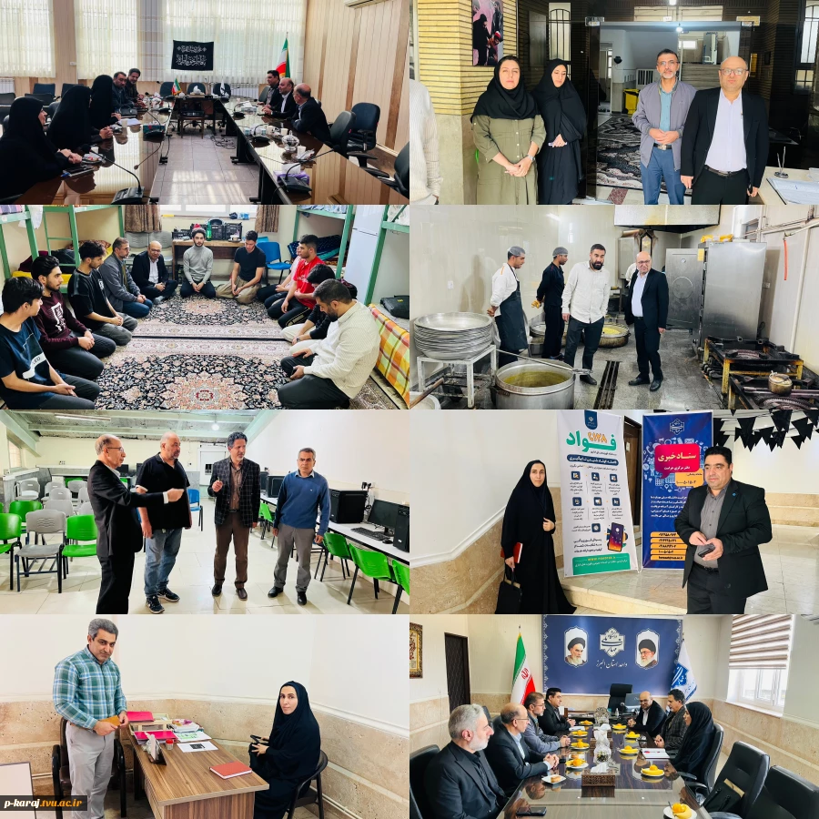 بازدید دکتر شمامی مدیر کل محترم دانشجویی ، خانم دکتر فتاحی معاون مرکز هیئت نظارت و ارزیابی و تضمین کیفیت ،،مهندس سلطانی  مدیر کل محترم آموزش و دکتر اکبری زاده مدیر کل محترم پژوهش سازمان مرکزی از دانشگاه ملی مهارت واحد استانی البرز 2