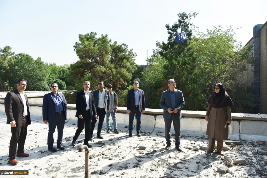 بازدید رئیس دانشگاه ملی مهارت و مدیران ستادی از فضاهای آسیب‌دیده جنگ سوم تحمیلی دانشکده ملی مهارت ولیعصر(عج) 2